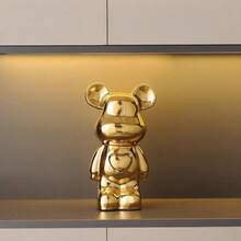 1pc Fierce Bear Decor, Luxurious High-End Quality, Suitable For Display Cabinet/Wine Cabinet/Desk Decoration, Modern Abstract Animal Sculpture, Ideal For Living Room And Wine Cabinet Decoration - Unique Housewarming Gift, Futuristic Home Decor, Also Suitable For Coffee Table And Office Desk