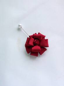 1pc Burgundy Artificial Rose Boutonniere, Groom Wedding Flower, Graduation Party Decor - Burgundy - View 3