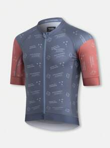 PNS CYCLING PNS CYCLING Men's Quick-Dry Zip-Up Cycling Jersey With Moisture-Wicking Breathable Fabric, Letter Print Short Sleeve MTB Shirt For Biking, Outdoor Sports ,Professional Men's High-Quality Cycling Top