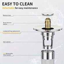 1 件易清洁弹出式浴室水槽排水管，带可拆卸不锈钢过滤器 - 适合 1.1-1.29 英寸排水口，防止头发和珠宝堵塞，头发排水盖 - 彩色 - 查看 8