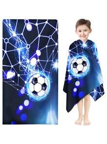 1PC Children'S Beach Towels, Colorful Football Themed Beach Towels, Polyester Fabric, Digital Printing, Multiple Sizes To Choose From, Outdoor Picnic Mats, Swimming Towels For Both Boys And Girls - Multicolor - View 1