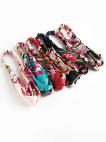 女式发带吸汗带 3 件/包 缎面花卉交叉弹力头带 女士适用，随机发货 发饰 时尚发带 秋季配饰 - 彩色 - 查看 2