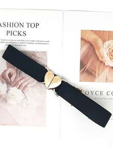 1 条女孩腰带，配有可爱的心形金属扣，可调节松紧腰带，适合青少年的多功能可调节弹性休闲腰带，适合搭配牛仔裤和裙子的男孩和女孩。