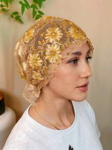 1 buc. Model floral cu dungi, floral (combinație), casual, boem, petrecere, drăguț, poliester, mărgele, stras, ciucure, broderie, patchwork, eșarfă pentru cap, potrivită pentru zi cu zi, acasă, vacanță, întâlnire de seară, cadou, toate anotimpurile, decor elegant cu ciucure din mărgele acrilice, decor cu coadă de pește, stras, broderie florală, decor