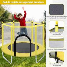 1.40 Metros Brincolines para Niños, Trampolin Infantil con Red  y Resortes Reforzados y Barras Acolchonadas, Trampolín para Niños hasta Capacidad 250Kg - Amarillo - Ver 5