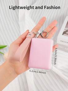 1pc Square Travel Makeup Mirror, 1X And 3X Magnification, Portable Double-Sided Wallet Mirror, Keychain Pendant Magnifying Glass, Ideal DIY Craft Gift For Women - Multicolor - View 3