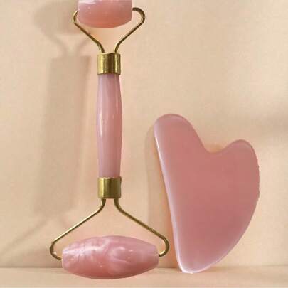 1pc Pink Guasha Massage Tool Set, Face And Body Massager Roller For Meridian Massage, Beauty Facial Lifting Care,Beauty,Skin Care Products,Spa,Self Care,Skin Care Tools,Face Care,Esthetician Supplies,Massage,Face Massage Tool,Face Roller