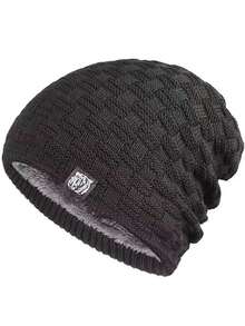 1PC针织帽女棉帽加绒加厚羊毛帽秋冬保暖护耳防寒帽柔软休闲温暖舒适适合滑雪跑步男女成人针织帽