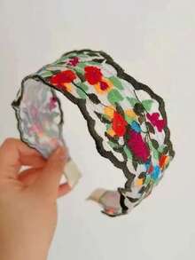 1 件面料蕾丝头带，波西米亚风格涤纶纤维面料头带，发带，发箍，秋季