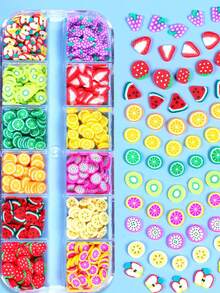 1 Hộp Trái Cây Hoa Lát Bùa Cho Đất Sét Polymer Nhựa Làm Chất Nhờn 3D Fimo Các Mảnh Ghép Đa Dạng Dán Số Lượng Lớn Cho Đồ Thủ Công DIY Nghệ Thuật Làm Móng Son Bóng Vật Dụng Trang Trí Điện Thoại Di Động - Nhiều màu - Xem 12