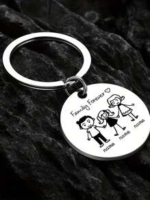 1Pc Personalized Stainless Steel Family Name Keychain,Custom Round Pendant With "Family Forever" Design, Engraved Name Option For Loved Ones, Simple Style Gift For Families,For Man Women Customized Names Round Pendant Keychain Pet Accessories Gift Stainless Steel Jewelry Couple Gifts,Customized Valentine's Day Gifts, Birthday Gifts, Anniversary Gifts