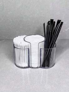 1 szt. Przezroczysty dozownik na waciki, 3-częściowy pojemnik łazienkowy na waciki i podkładki do makijażu, organizer na toaletkę na waciki, podkładki, nić dentystyczną, pudełko na biżuterię, saszetka, uchwyt na pędzle do makijażu, uchwyt na pędzle, organizer na perfumy, torebka saszetka, prezenty dla kobiet, prezenty świąteczne, pomysły na prezenty dla kobiet