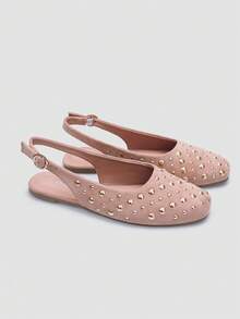 Giày bệt đính sequin thời trang cao cấp mới của ADAMUMU dành cho nữ, thoải mái, dễ thương cho cả đi làm hàng ngày và dự tiệc, kỳ nghỉ và mùa xuân/hè. - Hồng - Xem 2