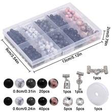 Zestawy 200 sztuk koralików z kamienia naturalnego, labradoryt, onyks, koraliki, zestaw do tworzenia biżuterii, zapięcie magnetyczne, elastyczny sznurek, bransoletka DIY dla zakochanych - zestaw koralików z kamienia - Zobacz 9