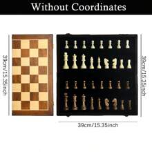 1 Set Chess Board Game, Wooden Large Folding Chess Set, Large Premium Folding Chess Set, Wooden Chess Pieces, Checkerboard Walnut Color, Internal Storage Box, 2 Extra Queens Free, Suitable For Chess Enthusiasts And Game Lovers