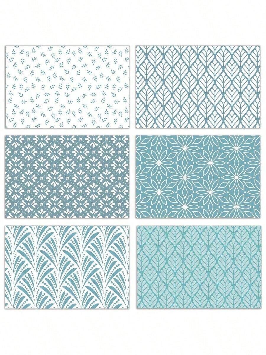 Better Office Products 100-Pack Assorted Blank Greeting Cards, 4" X 6", 6 Blue Floral Designs With Envelopes, All Occasion Note Cards - 常規 - 查看 1