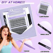 QUAFFLY Lash Kit With Lower Lashes, Volumizing, Lengthening, Cluster Lash Extensions 5-18MM 30D+40D Individual Lash Kit With Lash Bond And Seal, Lash Remover, Tweezers - White - View 2