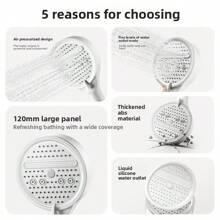 3pcs/Set Fish Scale Patterned High Pressure Shower Head Kit - ABS Large Panel 5-Setting Adjustable + 1.5m Hose + No-Drill Bracket | Home Bathroom Hot Water Heater Showerhead | Hotel & Homestay Grade Quality - Multicolor - View 6