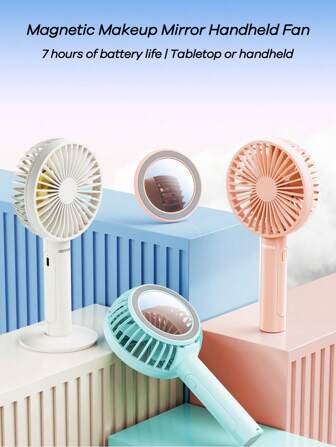 REMAX 1800mAh 자석 메이크업 거울 휴대용 선풍기, 가정/사무실/침실용 (블루/화이트/핑크)
