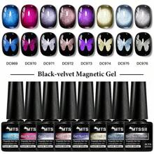 Mtssii 8 件 7 毫升黑丝绒猫磁性凝胶指甲油闪亮闪光朋克风格美甲漆半永久性可去除 UV LED 指甲油 - 彩色 - 查看 4