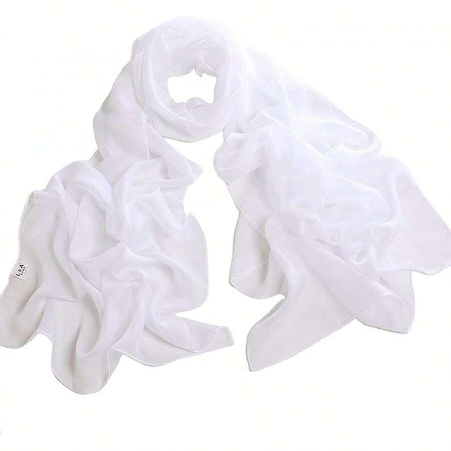 ™ Fashionable Soft Chiffon Scarfhalloween - Solid / White - View 1