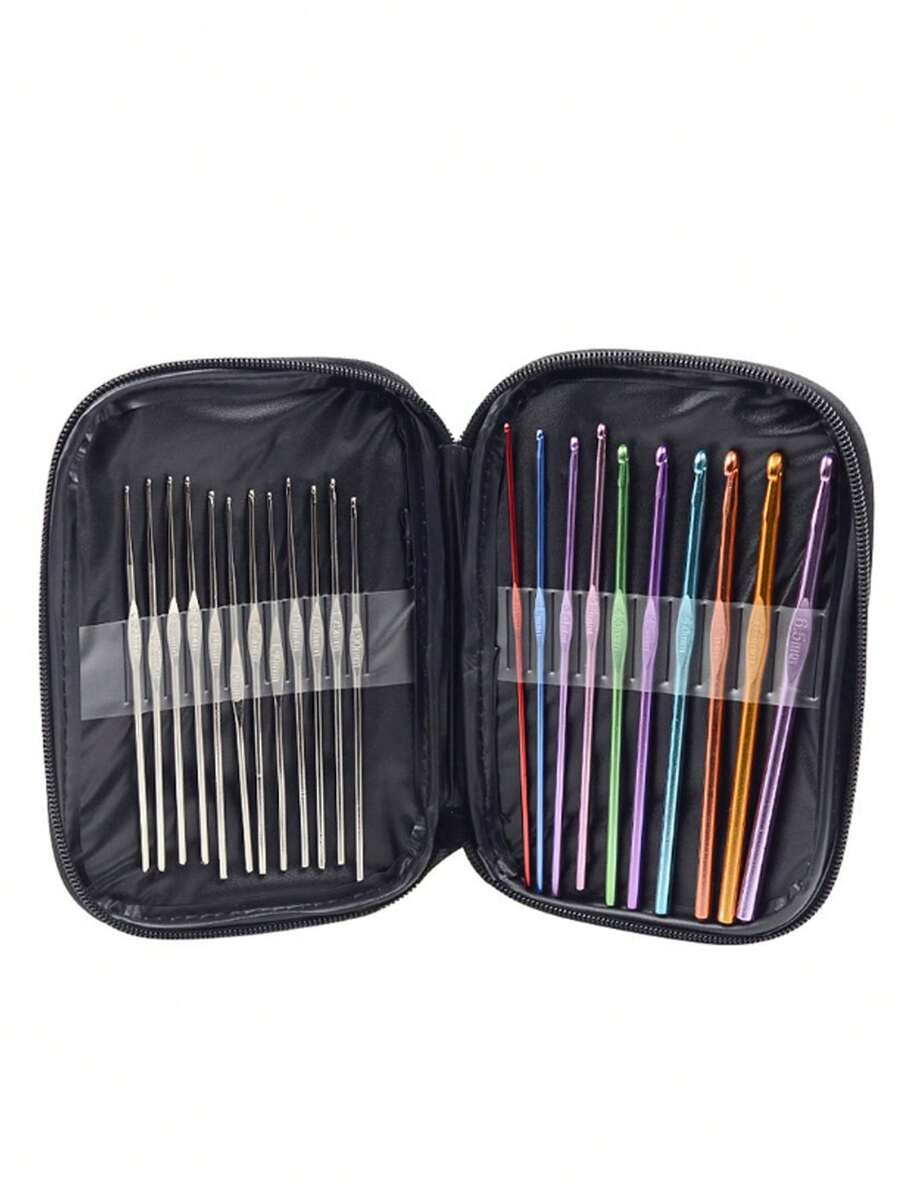 22pcs Crochet Hook Set, Colorful Aluminum Crochet Hooks, Handmade DIY Yarn Knitting Tools, Random Color - Multicolor - View 1
