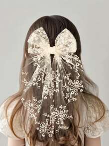 1 pezzo Fermaglio per capelli grande con fiocco di pizzo, accessorio per capelli dolce e carino da principessa, perfetto per la stagione romantica del matrimonio delle ragazze, un regalo estivo fresco per i capelli