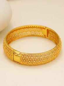 1 سوار من النحاس المطلي بالذهب عصري، مناسب للارتداء اليومي والمناسبات للنساء، هدية