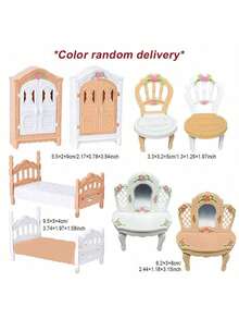 1:12 比例娃娃屋家具套装，包括客厅、厨房、卧室和浴室微型模型，适合 3-8 岁女孩的塑料玩具 - 角色扮演家政系列、娃娃厨房、娃娃、娃娃玩具