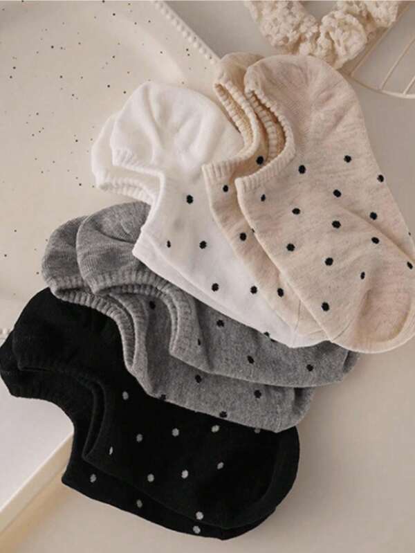 4 pares de calcetines de corte bajo a rayas de estilo japonés para mujeres, antideslizantes e invisibles en el talón