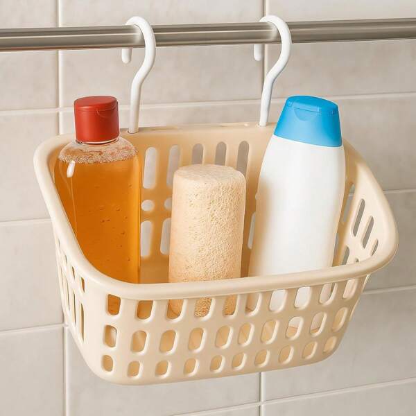1pc Water Cup Hanging Holder Pool Side Storage Basket Container Hook For Above Swimming Pool Side Beverage Drinks Beer Shelf Hanging Shower Basket With Rotatable Hook Multifunctional Bathroom For Organizing Storing Clothes Cosmetic