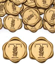 30/50pcs Letter Wax Seal Stickers, Gold Foil Self-Adhesive Wax Seal Stickers, Envelope Sealing Stickers, Gold Foil Stickers, Suitable For Thanksgiving Cards/Gift Wrapping/Wedding Engagement Party Invitations, Birthday Parties, Christmas And Other Occasions. - Bronze - View 29