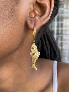 Stainless Steel Beach Fish Earrings, Ocean Style Earrings For Women