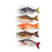 Set de 5 señuelos de pesca de agua salada con caja de almacenamiento, señuelos de pesca de múltiples secciones, kit de señuelos de pesca, adecuado para pesca de mar, captura de peces grandes con caja de almacenamiento