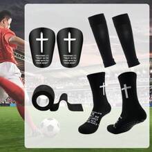 1 Set Football Sports Accessories - Including Grip Leg Warmers, Sports Sock Sleeves, Football Shin Guards, Sports Bandages, Breathable, Knitted Fabric, Multi-Color, Suitable For Men And Women