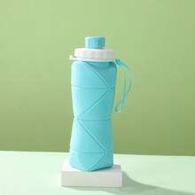 1 pieza Vaso de agua de silicona suave de 600ml, Botella de agua para deportes al aire libre, Vaso plegable de viaje, Taza de café, Botella de agua de gran capacidad, Portátil - Multicolor - Ver 15