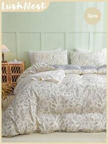 Florale Bettwäsche-Set Einzelbett Doppelbett Kingsize Landhausstil Bauernhaus Bettwäsche-Set 3 Stücke Super weiche atmungsaktive Mikrofaser Bettbezug 1 Bettbezug mit Reißverschluss 2 Kissenbezüge ohne Decke Geschenke für Frauen&Männer