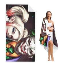 WB 1/15PCS Harley Joker Villain Quinns Bath Towel Beach Towel Female Silk Printed Long Skirt Wrapped Bikini Covered Sunscreen Blanket