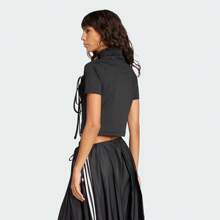 Adidas Originals 女士蝴蝶结短款上衣短袖T恤针织圆领TJX2537 - 黑色 - 查看 3