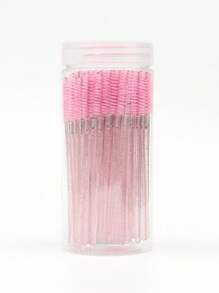 100pcs Crystal Pink Eyelash Brushes, Mascara Wands With Storage Box, Bendable Disposable Eyebrow Brushes, Eyelash Extension Brushes, Eyebrow Brushes, Castor Oil Brushes, Eyebrow Brushes, Eyeshadow Brushes, Spiral Brushes