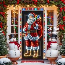 1 faixa de porta de Natal, design de Papai Noel, 35,4 pol. x 70,8 pol., material de poliéster, decoração de Natal, decoração de festa temática de Natal, decoração externa e interna, ideal para varanda, quintal, garagem e casa - Tipo A: 35,4 pol x 70,8 pol (90 cm x 180 cm) - Ver 4