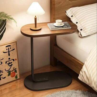 1pc Minimalist Bedside Cabinet, Small Bedroom Nightstand, Sofa Side Table, Narrow Creative End Table, Luxury Wooden & Carbon Steel Desk, Personalized Gift