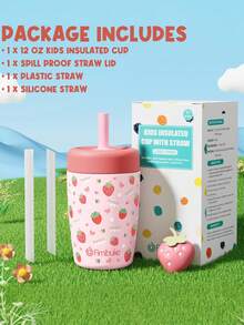 Kids & Toddler Cups Spill Proof, 12 OZ Insulated Sippy Cups For Toddlers Boys Girls, Stainless Steel Kids Water Bottle With Twist Lids & Silicone Straw - khủng long - Xem 8