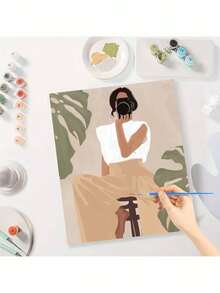 An Adult Digital Oil Painting Kit For Beginners,A Woman Holding A Camera Oil Painting Kit, Diy Home Decorative Art Paintings, The Best Gift Wall Paintings16x20inch