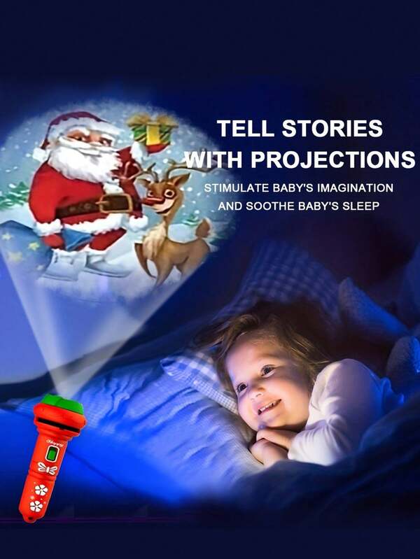 Christmas Theme Projection Flashlight Toy - Christmas Style Projection Pattern Recognition Prop Flashlight For Party, Bedroom Decor, Christmas Gift (Flashlight, Projection Slide Color And Style Random)