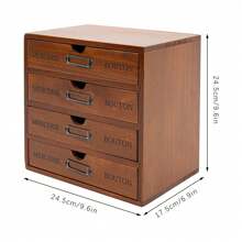 YUNRUX Small Wooden Storage Box Office Desk Organizer / 4 Drawers Brown
