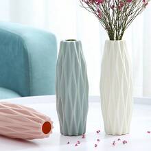 1pc Plastic Flower Vase Home Decor, Office Desk Decoration, Small Vase Decor For Living Room, Balcony, TV Stand, Dining Table, Dry/Fresh Flower Vase (Random Color) Room Decor Glass Vase