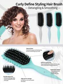 Set de cepillos definidores de rizo - Cepillos desenredantes y suavizantes para cabello rizado, textura suave, anti-frizz, para peinado diario para mujeres
