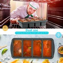 Silicone Freezer Tray With Lid - Silicone Freezer Food Molds- Large Ice Cube Tray,Silicone Freezer Container,Freeze & Store Soup, Sauce, Broth,Leftovers - Makes 4 Perfect 1 Cup,9822113 - 藕粉色 - 查看 5