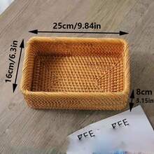 1件/3件藤条储物篮，零食水果收纳盒，柳条篮，浴室托盘，编织矩形面包篮，家用书桌柜台收纳装饰篮 - 長方形藤編籃 - 查看 13
